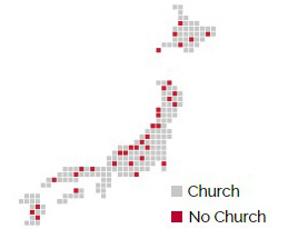 18 cities and 524 towns are without a church